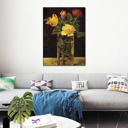 Still Life Canvas Art Women Rose and Tulip Edouard Manet Paintings Handmade Modern Artwork House Decor