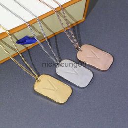 Pendant Necklaces Classic Dog Tag Pendant Brand Designer Stainless Steel Necklace Letter Carved Jewellery Lover Gift NO Box x0711 x0711
