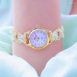 Wristwatches Bs Brand Women Watches Ultra-Thin Luxury Quartz Watch Fashion Ladies Clock Stainless Steel Waterproof Bracelet Wristwatch 2023