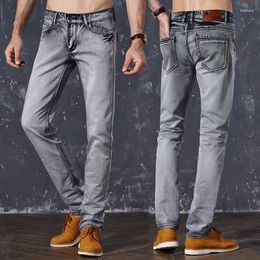 Men's Jeans Men Slim Summer Tide Casual Gray Elastic Thin Skinny Pants Korean Trend Biker More Size 28-36 38