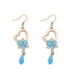 Dangle Earrings ER-00314 Korean Fashion Crystal Earings Birthday Gift Gold & Silver Plated Heart Women Items