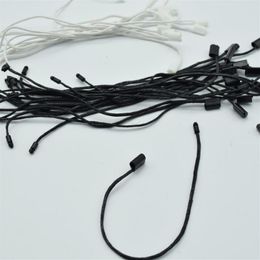 Yarn 980pcs lot Good Quality Black And White Waxed Cord Hang Tag Nylon String Snap Lock Pin Loop Fastener Ties Length18cm220F