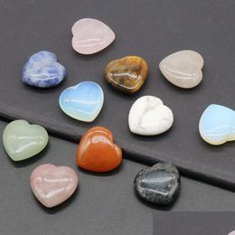 Stone Natural Love 25Mm Heart Rose Quartz Ornaments Hand Handle Pieces Home Decoration Diy Necklace Accessories Drop Delivery Jewellery Dhcqo