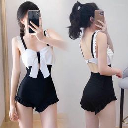 Women's Swimwear Korean Colourful One-Piece Swimsuit Classic Beach Backless Skinny Summer Removable Bra Swimskirt