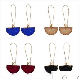 Dangle Chandelier Fashion Drusy Druzy Earrings Gold Plated Geometry Resin Stone Long For Women Jewellery Ez0882 Drop Delivery Dh3Ze