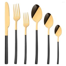 Flatware Sets 2/4/6Set Western Stainless Steel Dinnerware Cutlery Set Black Gold Tableware Dinner Spoon Fork Knife Silverware