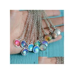 Pendant Necklaces Fashion Drusy Druzy 12Mm Mermaid Scale Stainless Steel Necklace Sier Plated Fish For Women Lady Jewelry Drop Deliv Dh5Tk