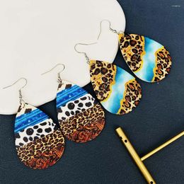 Dangle Earrings Fashion Multicolor Leopard Sunflower Stripes Leather Teardrop Women Water Drop Aztec Western Fall Jewerly