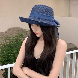 Wide Brim Hats Female Straw Sun Beach Caps Folded Fedoras For Women 56-58cm Cocked Solid Color Outdoor Travel TY0204