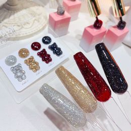 Nail Polish Black Red Colors Reflective Glitter Gel Nail Polish Semi-Permanent UV LED Nail Varnish Hybrid Sparkling Gel For Nails Art Design 230711