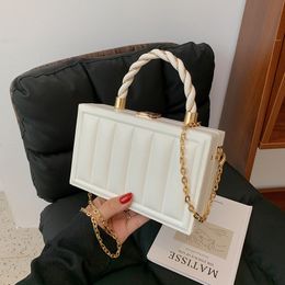 Evening Bags 2023 Luxury Women Small Box Chain Crossbody Bag Brand Lady White Pink Handbags and Purses Clutch Party Mini Suitcase 230711