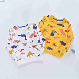 Kids Sweatshirts Soft Cotton Warm Crewneck Cartoon Dinosaur Long Sleeve Girls Zip Jacket with Hood Young And Hoodie Boys L230625