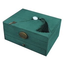 Jewelry Boxes Chinese Style Multi Layer With Lock Box Earrings Clip Necklace Jewel Storage Retro Large Capacity 230710