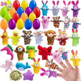 Novelty Games 24Pcs Pre-Filled Easter Eggs with Animal Finger Puppets for Toddlers Kids Easter Basket Stuffers Goodie Bag Fillers Party Favours 230710