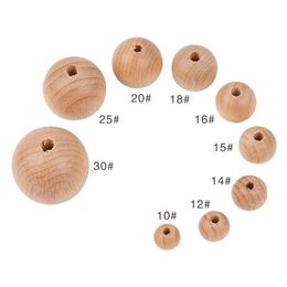 Soothers Teethers 100Pcs Wooden Teething Accessories 1030Mm Teether Chewable Round Beads Diy Craft Jewelry Ecofriendly Beech 22051 Dhnd7