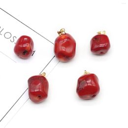 Pendant Necklaces Natural Stone Red Coral Pendants Imitation Cube Charms For Jewelry Making DIY Women Necklace Earrings Party Gifts