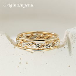 Band Rings A set of 14K gold-plated woven rings handmade Minimalism rings Dainty women's jewelry waterproof jewelry wear-resistant rings 230711