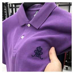 Men's Polos Cotton Summer Luxury High-end Lapel Polo Shirt Solid Colour Embroidery Designer Short-sleeved Korean T-shirt M-4XL