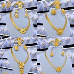 Bracelet Earrings Necklace XUHUANG African Necklace Bracelet Earring Set Nigeria Wedding Jewellery Set Ethiopia Gold Necklace Jewellery Set 230711