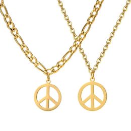 Pendant Necklaces Fashion Stainless Steel Peace Sign Symbol Necklace Punk Women Men Choker For Boy Jewelry