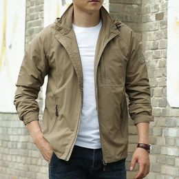 Men's Jackets Outdoor Hiking Camping Hooded Windbreaker Coat Spring Autumn Casual Jacket Tactics Military Male 6XL