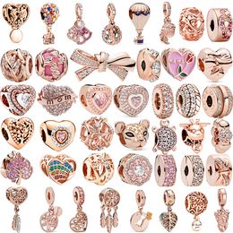 925 Silver Fit Pandora Charm New Rose Gold Dream Chaser Flower Tree Balloon Beads Dangle Fashion Charms Set Pendant DIY Fine Beads Jewellery