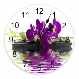 Wall Clocks Orchid Spa Decorative Round Clock Arabic Numerals Design Non Ticking Large For Bedrooms Bathroom