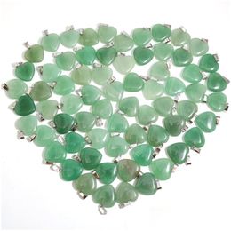 Charms Natural Stone Heart Pendants Green Aventurine Beads For Jewellery Making Earring Gemstone Drop Delivery Findings Components Dhwat