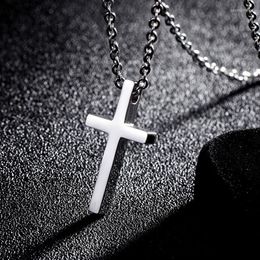 Pendant Necklaces Jesus Cross For Men Women Silver Colour Chain Choker Necklace Simple Bohemian Metal Jewellery Bijoux