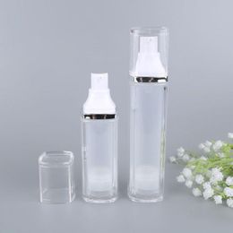 30ml 50ml Empty Airless Pump Bottles Square Acrylic Portable Vacuum Cosmetic Cosmetic Treatment Lotion Cream Pump Travel bottle Ubxdt