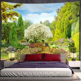 Tapestries Mountain Single-Plank Tapestry Wall Hanging Water Garden Natural Scenery Living Room TV Background Wall Decor