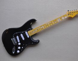 Factory Vintage Black Body Electric Guitar with Chrome Hardware,SSS Pickups,Offer Logo/Color Customise