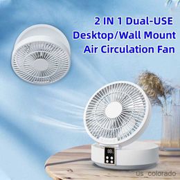 Electric Fans Control Wireless Wall Mounted Circulation Air Cooling Fan with LED Light Folding Electric Ventilator Table Fan R230715