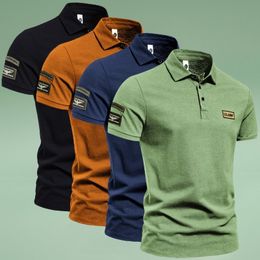Men's Polos High quality European and American men's fashion lapel T-shirt sports hip-hop T-shirt cotton slim top 4 colors 230711
