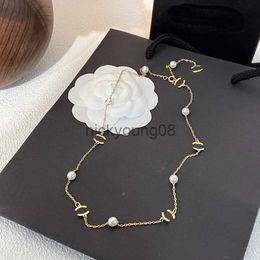 Pendant Necklaces Brand Pearl Pendant Necklace Luxury Designer Necklaces Pendant Choker Love Chain Women Plated Stainless Steel Letter Jewellery Accessories Adjus