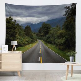 Tapestries Highway Landscape Print Pattern Tapestry Home Living Room Bedroom Wall Decoration Background Cloth Tapestry 230x180cm