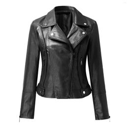 Women's Jackets 2023 Fashion Brown Leather For Woman Motorcycle Jacket Black Moto Faue Womens Dress Short Coat Winter Overcoats