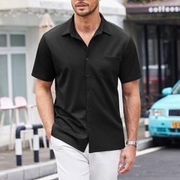 Summer Men's Casual Shirts Buckle Short Sleeve Loose Fitting Beach Roman Knit Day Costume Men Body Shirt Top With Collar