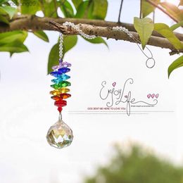 H D Chakra Crystal Suncatcher Chandelier Crystal Ball Prisms Pendant Rainbow Maker Window Hanging Ornament Home Wedding Decor L230620