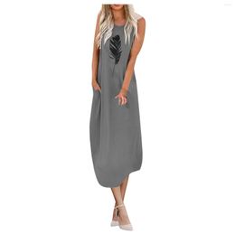 Casual Dresses Summer Dress 2023 Elegant Long For Women Beach Cover Up T-shirt Sundress Sleeveless Hawaiian Vestidos