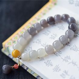 Strand Natural Hetian Jade Bracelet Delicate Smoke Purple Material Gradient Women Wax Pumpkin Pendant Jewelry Bangle Gift