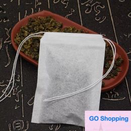 Wholesale Disposable Tea Set Tools 100pcs 60 X 90mm Empty Paper Philtre Bags With Double Drawstring Thread Clean Herbal Plant Packing Pouches