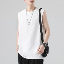 Men's Tank Tops Sports Vest Sleeveless Cotton T-Shirt 2023 Summer Basketball Undershirt Loose Trend Plus Size Top Sportswear