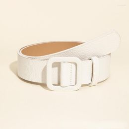 Belts PU Lychee Grain Square Buckle Belt For Women Non-perforated Jeans Accessories Students Simple Classic Casual