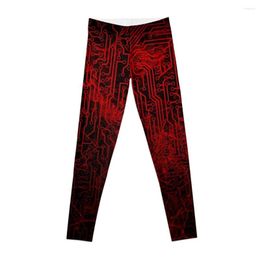 Active Pants Blood Red And Black Digital Mayhem Circuit Board Leggings In & Capris Training Sport Shoes Women