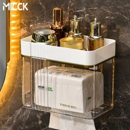 Toilet Paper Holders MICCK Toilet Paper Holder Light Luxury Tissue Box For Toilet Wall Pumping Paper Shelf Paper Roll Holder Bathroom Accessories Set 230710