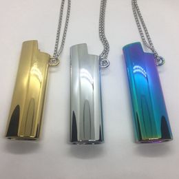 New Smoking Colourful Metal Alloy Lighter J3 Lighter Case Casing Shell Protection Sleeve Portable Necklace Innovative Sheath Herb Tobacco Cigarette Holder Pendant