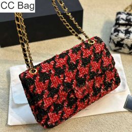 CC Bag 22FW Tweed Quilted Designer Bags Women Classic Diamond Gold Metallic Chain Crossbody Double Flap Wallets French Outdoor Houndstooth Multi Pochette Purse 25C