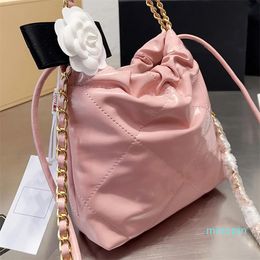 2023-Single Shoulder Crossbody Bag Smooth Calf Leather Bucket Bag with Drawstring Opening with Oversized Capacity and Iconic Diamond Mesh Seam Designer bag
