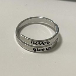 Wedding Rings Encourage Trend Never Give Up Engrave Letter Stainless Steel I Am Enough Adjustable Fashion Gift 230710